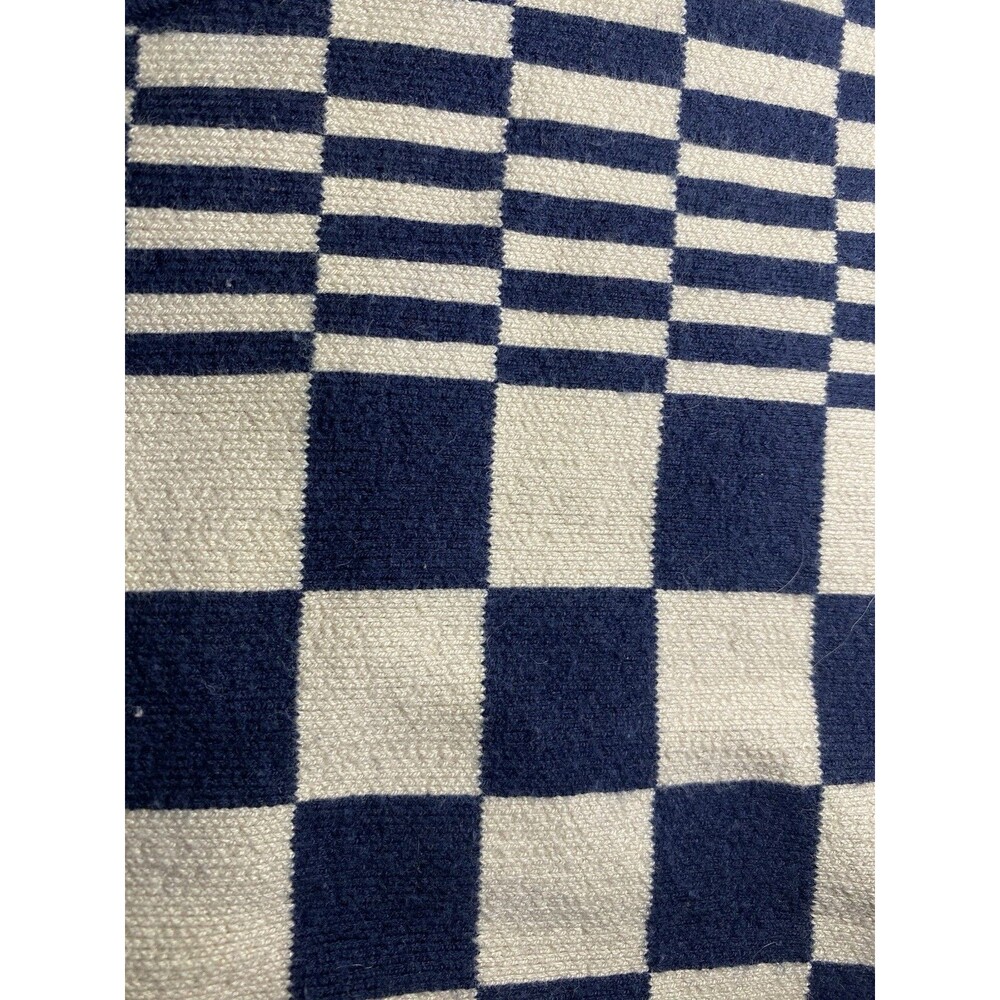 Mini Stretch Skirt Navy Blue Cream Checked Layer Grunge Edgy Y2K Skater Size M - Picture 3 of 6